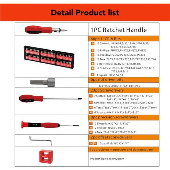 101-Piece Magnetic Screwdriver Set with Organizer Rack,Drive Magnetic Bit - Picture 3 of 7